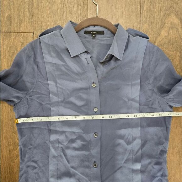 GUCCI Blue Silk Blouse Shirt Top size 42 6 - Picture 10 of 11